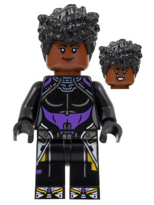 Lego, Minifigure, Super Heroes, Black Panther Wakanda Forever, Black Panther, Shuri Black and Dark Purple Top Sh843