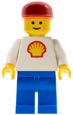 Lego, Minifigure, Town, Classic Town, Gas Station, Shell - Classic - Blue Legs, Red Cap, SHELL010