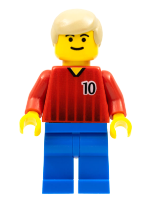 Lego, Minifigure, Sports, Soccer, Soccer Player - Red and Blue Team with Number 10, SOC067