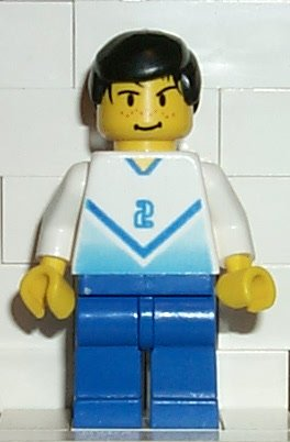 Lego, Minifigure, Sports, Soccer, Soccer Player White & Blue Team, Shirt #2, SOC081