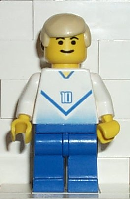 Lego, Minifigure, Sports, Soccer, Soccer Player White & Blue Team, Shirt #10, SOC084