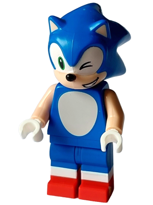 Lego, Minifigure, Sonic the Hedgehod, Sonic the Hedgehog - Light Nougat Face and Arms, Winking, Open Mouth Smile to Left, son001