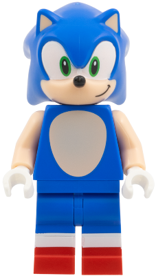 Lego, Minifigure, Sonic the Hedgehod, Sonic the Hedgehog - Light Nougat Face and Arms, Grin to Left, son004