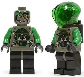 Lego, Minifigure, Space Police III, Insectoids Zotaxian Alien, Male, Gray and Green with Green Circuits and Silver Panels, Techno Leon, SP024