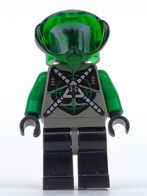 Lego, Minifigure, Space, Insectoids, Insectoids Zotaxian Alien, Male, Gray and Green with Green Circuits and Silver Hoses, Danny Longlegs / Corporal Steel, SP031