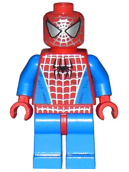 Lego, Minifigure, Spider-man, Spider-Man 1, Blue Arms and Legs, Silver Webbing, SPD001, (Damaged)