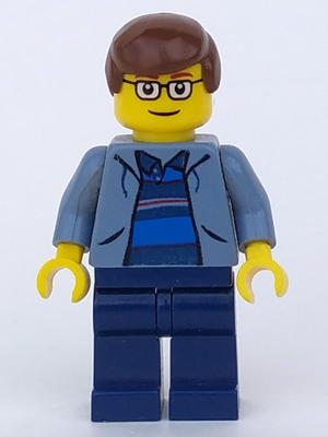 Lego, Minifigure, Spider-man, Peter Parker 2, Sand Blue Jacket, Dark Blue Legs, Brown Male Hair, SPD007