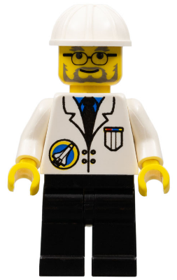 Lego, Minifigure, Space Port - Scientist, White Construction Helmet, Black Legs, spp011
