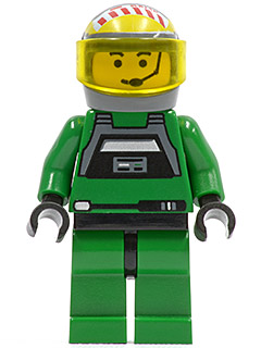 Lego, Minifigure, Star Wars, Rebel Pilot A-wing - Yellow Head, Trans-Yellow Visor, Green Jumpsuit, SW0031