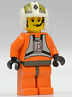 Lego, Minifigure, Star Wars, Rebel Pilot Y-wing (Jon 'Dutch' Vander, Gold Leader) - Yellow Head, Dark Gray Hips, SW0033
