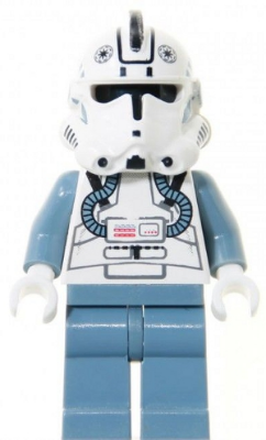 Lego, Minifigure, Star Wars, Clone Trooper V-wing Pilot (Phase 2) - Sand Blue Arms and Legs, Black Head, SW0118