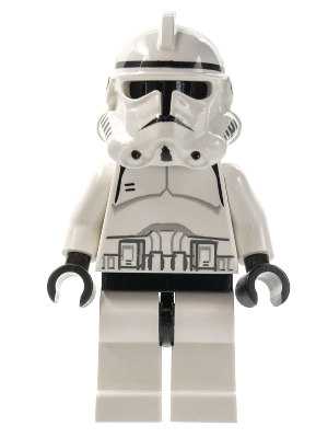 Lego, Minifigure, Star Wars, Episode 3, Clone Trooper (Phase 2) - Black Head, Continuous Mouth, SW0126