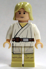 Lego, Minifigure, Star Wars Episode 4/5/6, Luke Skywalker - Tatooine, Light Nougat, Long Hair, White Tunic, Tan Legs, SW0176