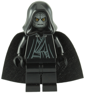 Lego, Minifigure. Star Wars, Emperor Palpatine - Light Bluish Gray Head, Black Hands, SW0210