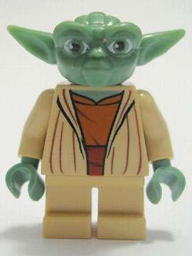 Lego, Minifigure. Star Wars, Yoda - Clone Wars, Light Bluish Gray Hair, SW0219
