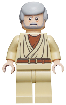 Lego, Minifigure, Star Wars,  Star Wars Episode 4/5/6, Obi-Wan Kenobi - Old, Light Bluish Gray Hair and Beard, Eyes with Glints, SW0274