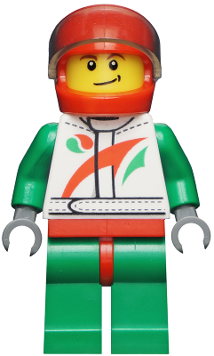 Lego, Minifigure, Lego, Minifigure, Town, City, Race, Race Car Driver, White Race Suit with Octan Logo, Red Helmet with Trans-Brown Visor, Crooked Smile with Black Dimple, CTY0389