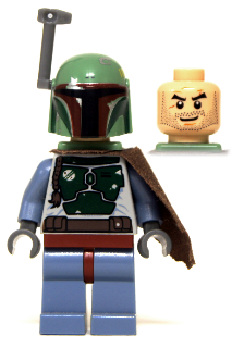 Lego, Minifigure, Star Wars,  Star Wars Episode 4/5/6, Boba Fett, Head Beard Stubble, Pauldron, Helmet, Jet Pack, SW0279