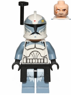 Lego, Minifigure, Star Wars, Minifigure, Clone Trooper Commander Wolffe, 104th Battalion 'Wolfpack' (Phase 1) - Black Rangefinder and Kama, Sand Blue Markings, Large Eyes, sw0330