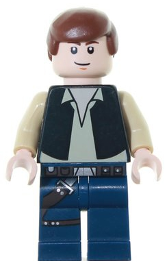 Lego, Minifigure, Star Wars, Star Wars Episode 4/5/6, Han Solo, Black Vest, Dark Blue Legs, Eyes with Pupils, SW0334