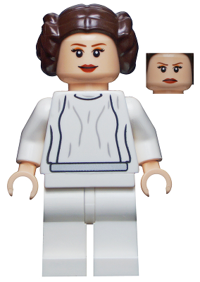 Lego, Minifigure, Star Wars, Star Wars Episode 4/5/6, Princess Leia - White Dress, Simple Belt, Large Eyelashes, SW0337