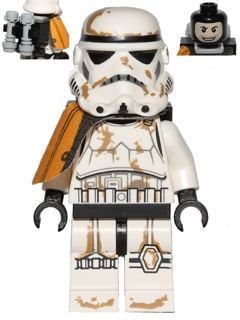 Lego, Minifigure, Star Wars,  Sandtrooper - Orange Pauldron, Survival Backpack, Dirt Stains, Balaclava Head Print and Helmet with Dotted Mouth Pattern, sw0364