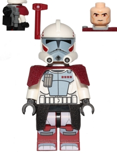 Lego, Minifigure, Star Wars, Star Wars The Clone Wars, Clone ARC Trooper Hammer, Rancor Battalion (Phase 1) - Dark Red Cloth Pauldron, Black Cloth Kama, Large Eyes, SW0377