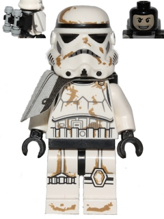 Lego, Minifigure, Star Wars, Star Wars Episode 4/5/6, Sandtrooper - White Pauldron, Survival Backpack, Dirt Stains, Balaclava Head Print and Helmet with Dotted Mouth Pattern, SW0383