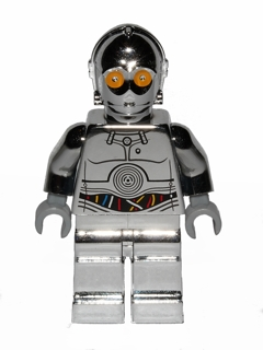 Lego, Minifigure, Star Wars, TC-14 Protocol Droid - Chrome Silver with Blue, Red and White Wires Pattern, sw0385