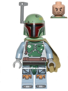 Lego, Minifigure, Star Wars, Boba Fett,  Head Beard Stubble, SW0396