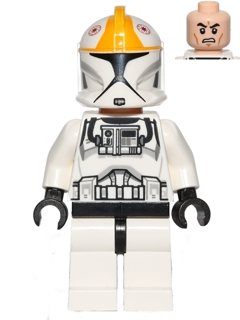 Lego Star Wars Minifigure, Clone Trooper Pilot (Phase 1) - Bright Light Orange Markings, Scowl, sw0491