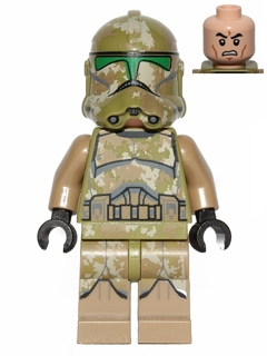 Lego, Minifigure, Star Wars, Episode 3, Clone Trooper, 41st Elite Corps (Phase 2) - Kashyyyk Camouflage, Scowl, SW0519