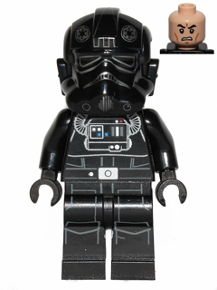 Lego, Minifigure, Star Wars, Imperial TIE Fighter Pilot - Light Nougat Head, Scowl, Silver Insignia on Helmet, SW0543