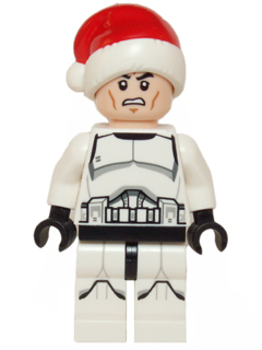 Lego, Minifigure, Advent Calendar 2014, Star Wars (Day 4), Clone Trooper, Printed Legs, Santa Hat, Scowl, (SW0596), 75056-5