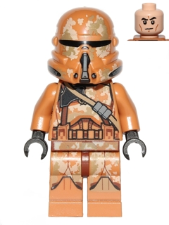 Lego, Minifigure, Star Wars, Clone Airborne Trooper (Phase 2) - Geonosis Camouflage, Smirk, SW0605