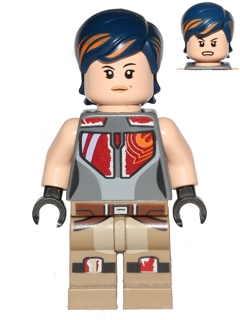 Lego, Minifigure, Star Wars, Rebels, Sabine Wren, Dark Blue with Orange Highlights Hair, SW0616