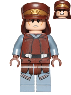 Lego, Minifigure, Star Wars, Naboo Security Officer - Reddish Brown and Sand Blue Uniform, Light Nougat Head, Hat with Neck Protector, sw0638