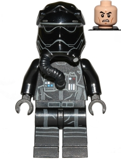 Lego, Minifigure, Star Wars, First Order TIE Fighter Pilot, Two White Lines on Helmet, SW0672