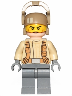 Lego, Minifigure, Star Wars, Episode 7, Resistance Trooper, Tan Jacket, Frown, Cheek Lines, SW0698