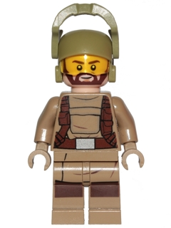Lego, Minifigure, Star Wars, Star Wars Episode 8, Resistance Trooper - Dark Tan Hoodie Jacket, Harness, Beard, Helmet with Chin Guard, SW0867