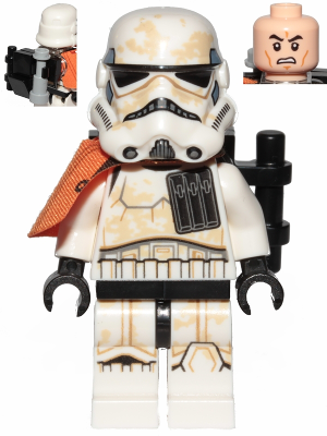 Lego, Minifigure, Star Wars, Sandtrooper Squad Leader (Captain) - Orange Pauldron, Ammo Pouch, Dirt Stains, Survival Backpack, SW0961