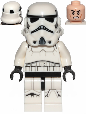 Lego, Minifigure, Star Wars, Imperial Stormtrooper - Male, Dual Molded Helmet with Black Panels on Back, Light Nougat Head, Scowl, SW0997A
