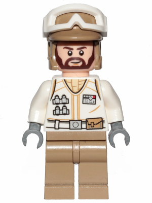 Lego, Minifigure. Star Wars, Hoth Rebel Trooper White Uniform, Dark Tan Legs (Brown Angular Beard), sw1008