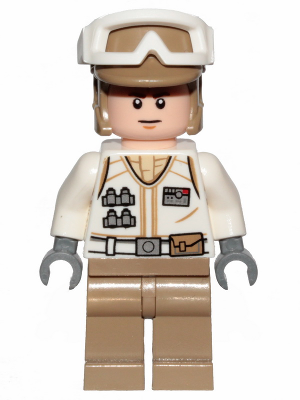 Lego, Minifigure, Star Wars, Hoth Rebel Trooper White Uniform, Dark Tan Legs (Frown), SW1015