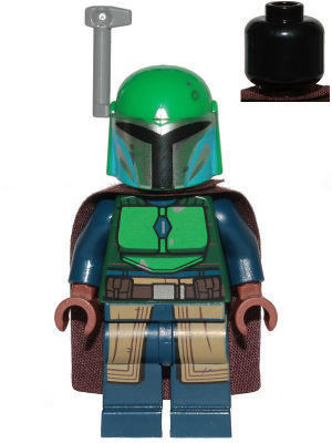 Lego, Minifigure, Star Wars, The Mandalorian, Mandalorian Tribe Warrior - Female, Dark Brown Cape, Green Helmet with Antenna / Rangefinder, sw1078