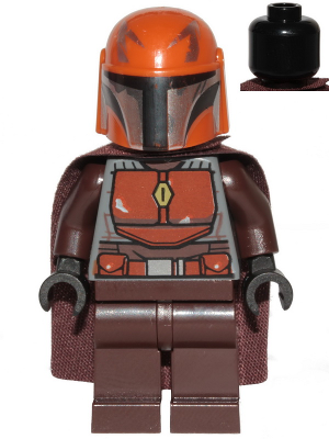 Lego, Minifigure, Star Wars, The Mandalorian, Mandalorian Tribe Warrior - Male, Dark Brown Cape, Dark Orange Helmet, sw1079