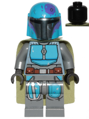 Lego, Minifigure, Star Wars, The Mandalorian, Mandalorian Tribe Warrior, Male, Olive Green Cape, Dark Azure Helmet, sw1080