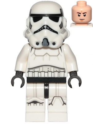 Lego, Minifigure, Star Wars, Imperial Stormtrooper, Male, Dual Molded Helmet with Light Bluish Gray Panels on Back, Light Nougat Head, Frown, SW1137