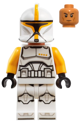 Lego, Minifigure, Star Wars, Clone Trooper Commander (Phase 1) - Bright Light Orange Arms, Nougat Head, sw1146