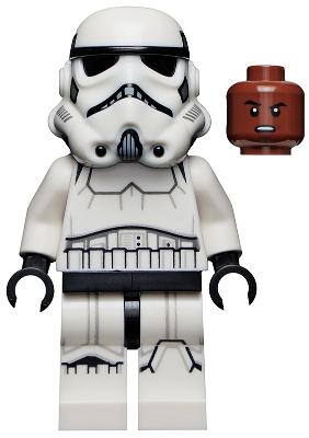 Lego, Minifigure, Star Wars, Imperial Stormtrooper, Male, Dual Molded Helmet with Light Bluish Gray Panels on Back, Reddish Brown Head, Grimace, SW1167